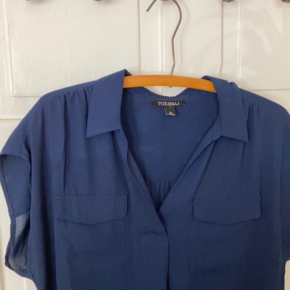 Navy blue Roz & Ali shortsleeved top - Picture 2 of 7